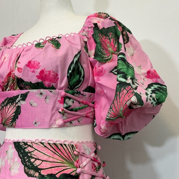 L’Atiste by Amy Pink Floral Butterfly Two-Piece Puff Sleeve Crop Top & Maxi Skir - Picture 7 of 12